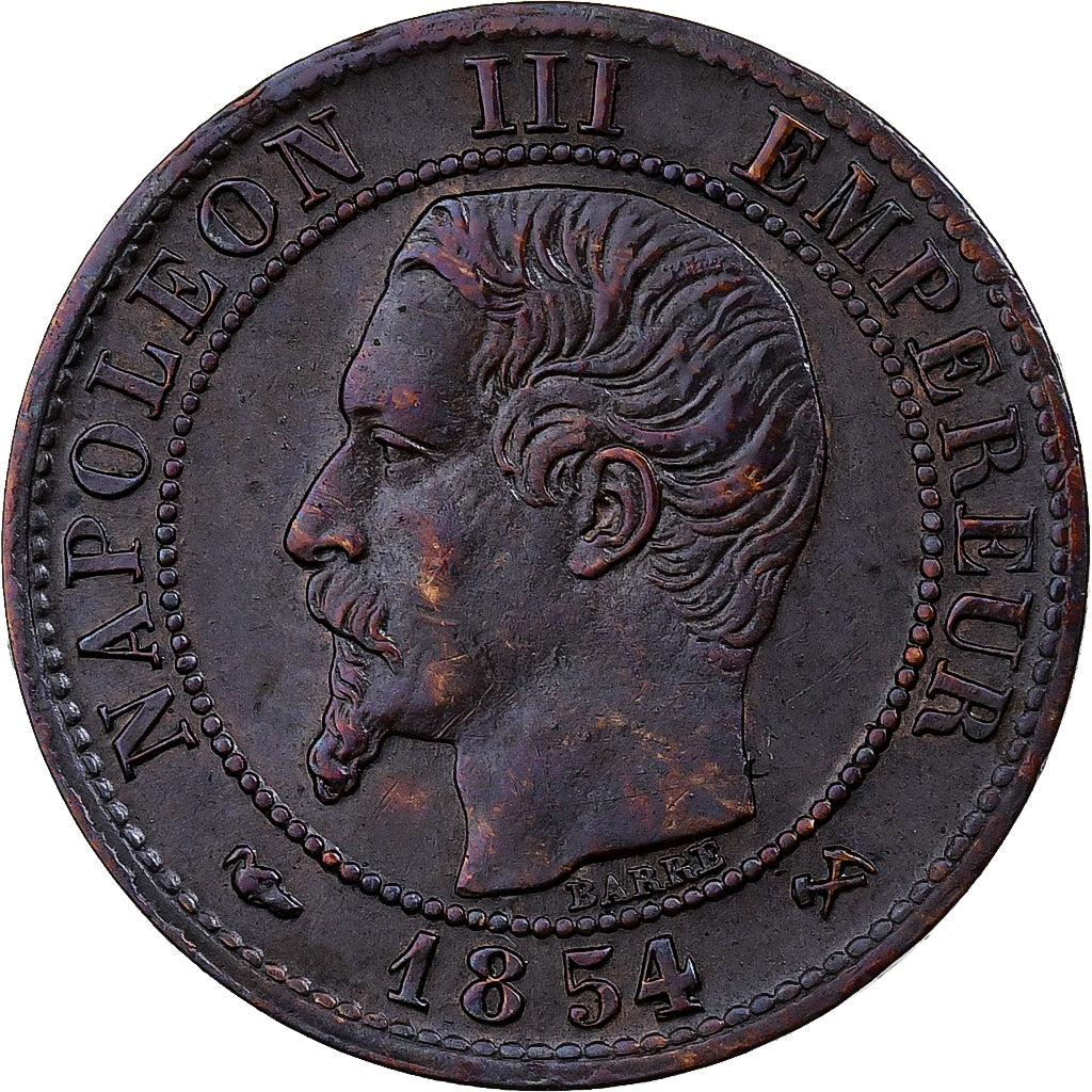 France, Napoleon III, 1 Centime, 1854, Rouen, Bronze, VF(30-35), Gadoury:86