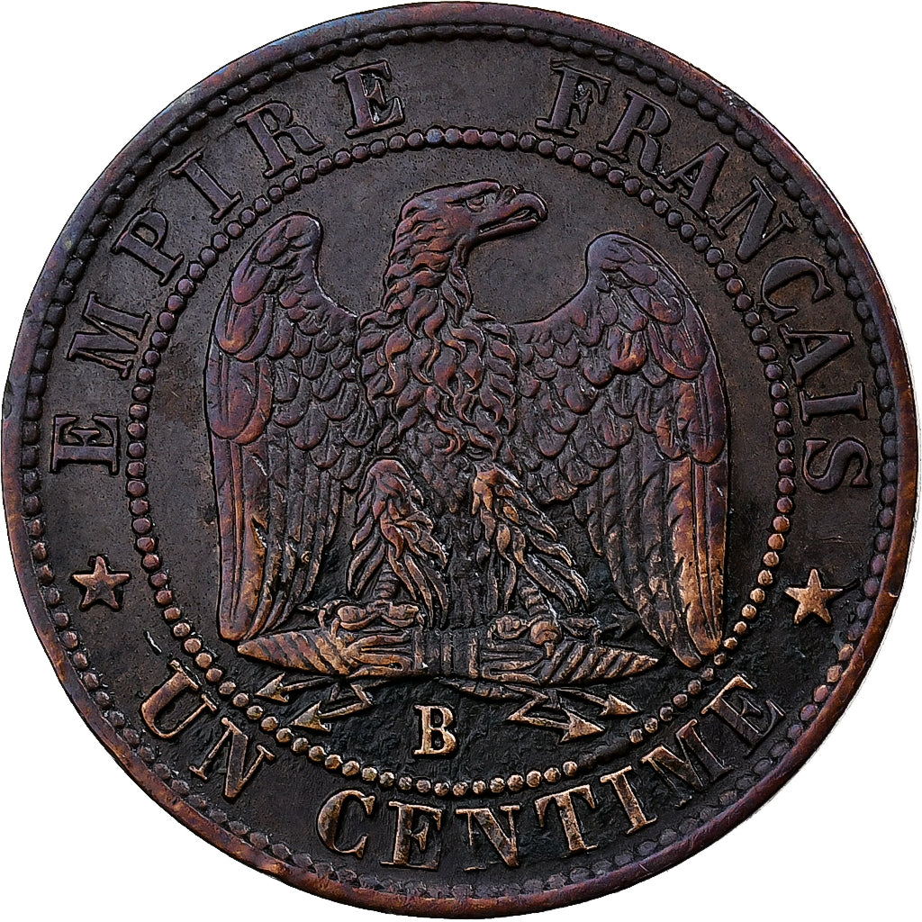 France, Napoleon III, 1 Centime, 1854, Rouen, Bronze, VF(30-35), Gadoury:86