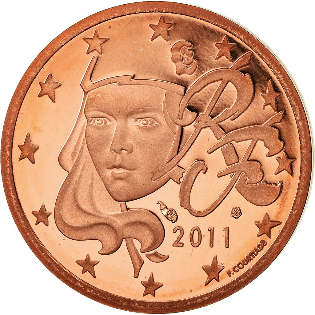 Frankrijk, 2 Euro Cent, 2011, Proof / BE, FDC, Copper Plated Steel, Gadoury:2