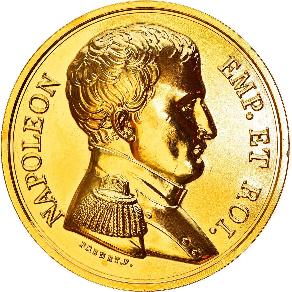 France, Medal, Napoléon Empereur et Roi, History, Denon, Restrike, MS(64), Gilt