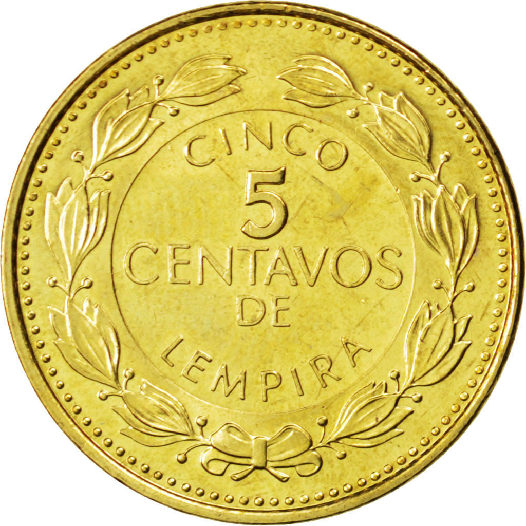 Coin, Honduras, 5 Centavos, 2005, MS(63), Brass, KM:72.4