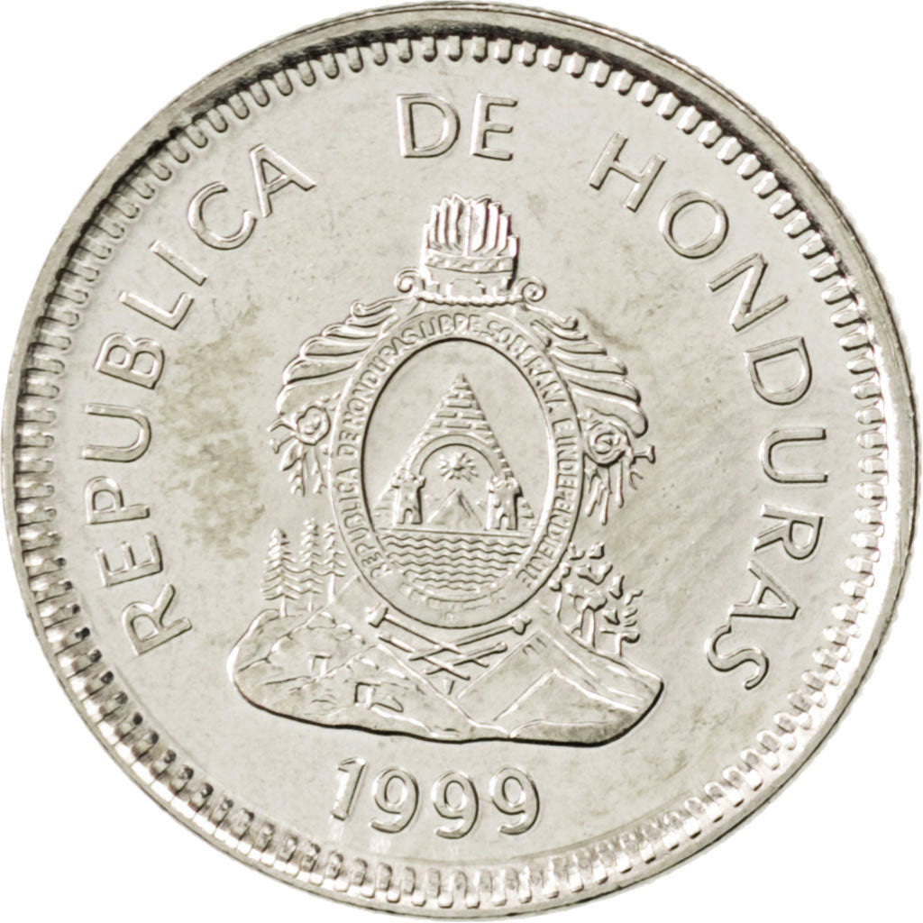 Coin, Honduras, 20 Centavos, 1999, MS(63), Nickel plated steel, KM:83a.2