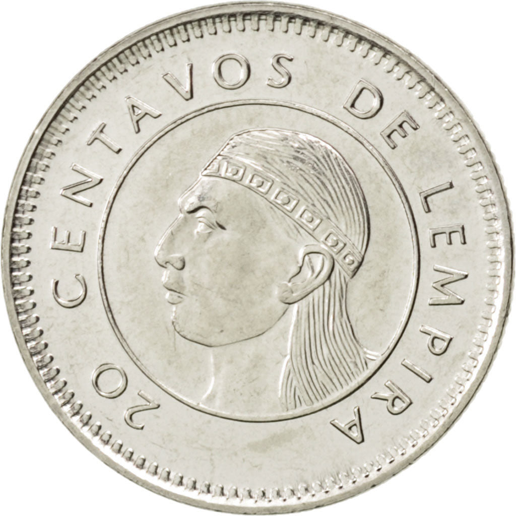 Coin, Honduras, 20 Centavos, 1999, MS(63), Nickel plated steel, KM:83a.2