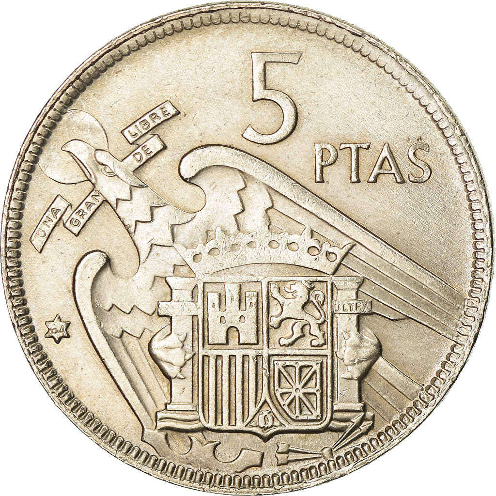 Moneta, Spagna, Caudillo and regent, 5 Pesetas, 1964, SPL-, Rame-nichel, KM:786