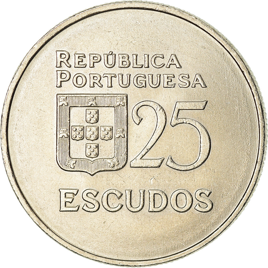 Moneta, Portugal, 25 Escudos, 1980, AU(55-58), Miedź-Nikiel, KM:607a