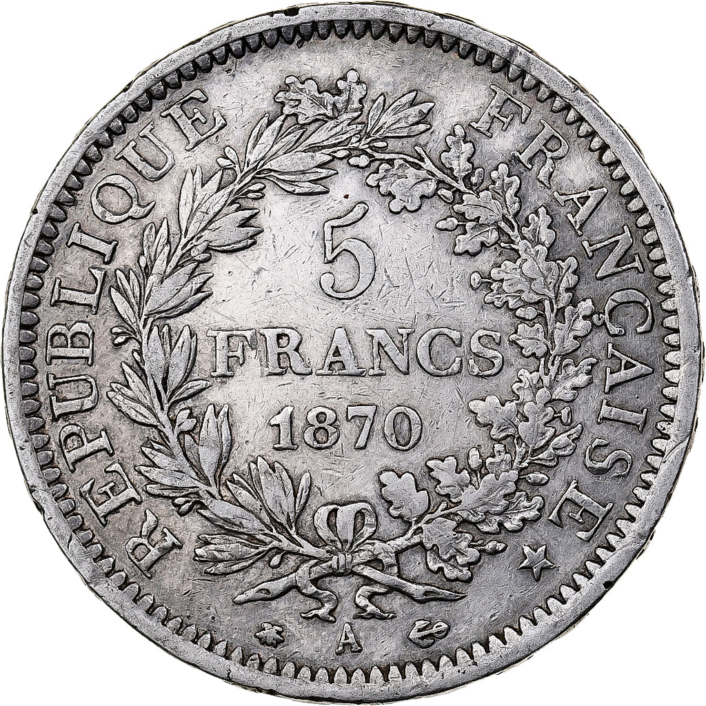 France, 5 Francs, Hercule, 1870, Paris, Silver, EF(40-45), Gadoury:745