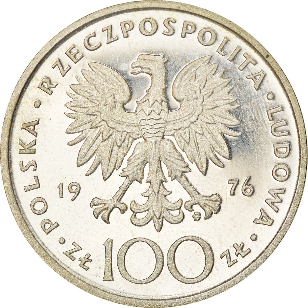 Coin, Poland, 100 Zlotych, 1976, Warsaw, Proof, MS(63), Silver, KM:84