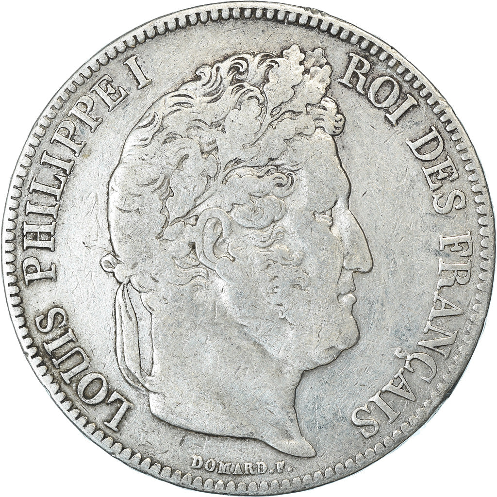 Moneda, Francia, Louis-Philippe, 5 Francs, 1838, Bordeaux, BC+, Plata, KM:749.7