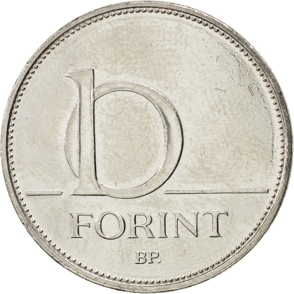 Moneta, Węgry, 10 Forint, 2012, MS(63), Miedź-Nikiel, KM:848