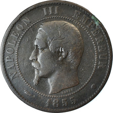 Moeda, França, Napoleon III, 10 Centimes, 1855, Marseille, VF(20-25)