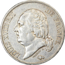Moneta, Francia, Louis XVIII, 5 Francs, 1821, Paris, BB+, Argento