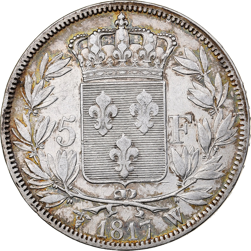 Frankreich, Louis XVIII, 5 Francs, 1817, Lille, Silber, SS+, Gadoury:614