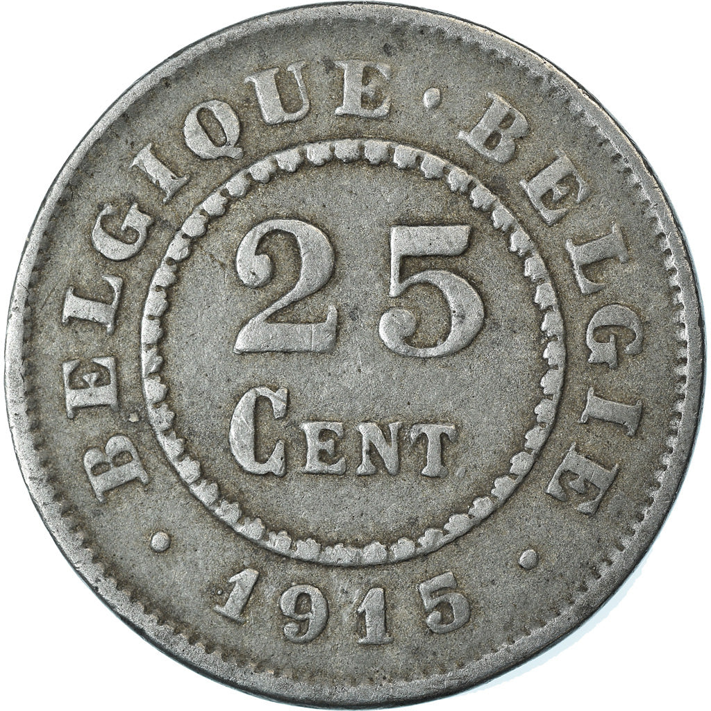 Coin, Belgium, 25 Centimes, 1915, EF(40-45), Zinc, KM:82