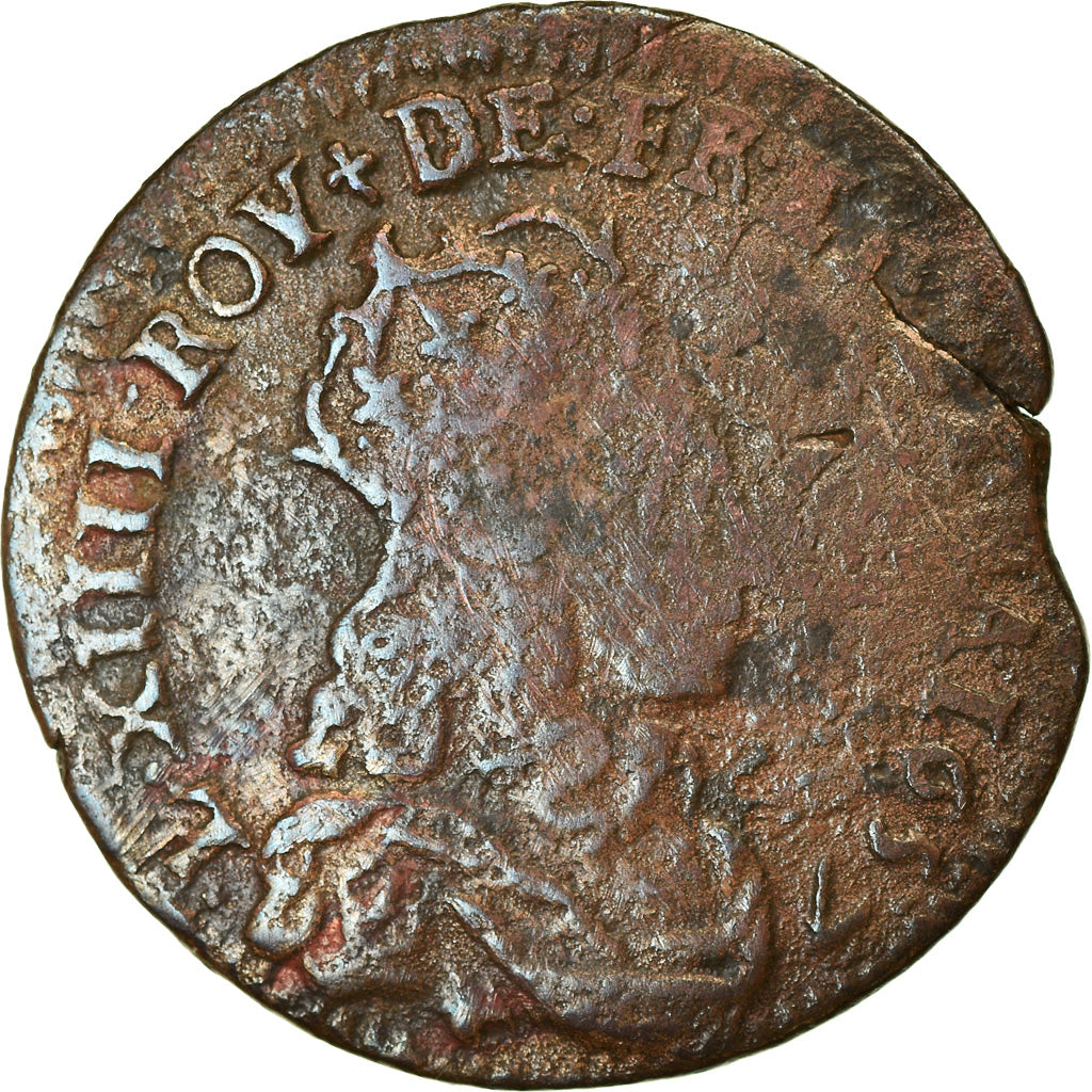 Moneta, Francia, Louis XIV, Liard, 1657, Vimy, MB, Rame, Gadoury:80