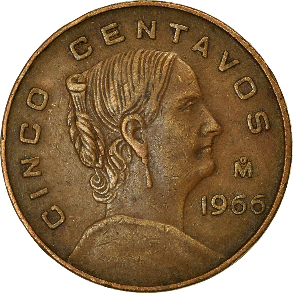 Munten, Mexico, 5 Centavos, 1966, Mexico City, ZF+, Tin, KM:426
