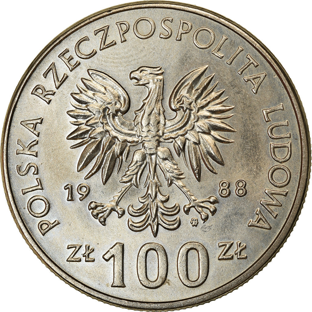 Munten, Polen, 100 Zlotych, 1988, Warsaw, PR, Copper-nickel, KM:182