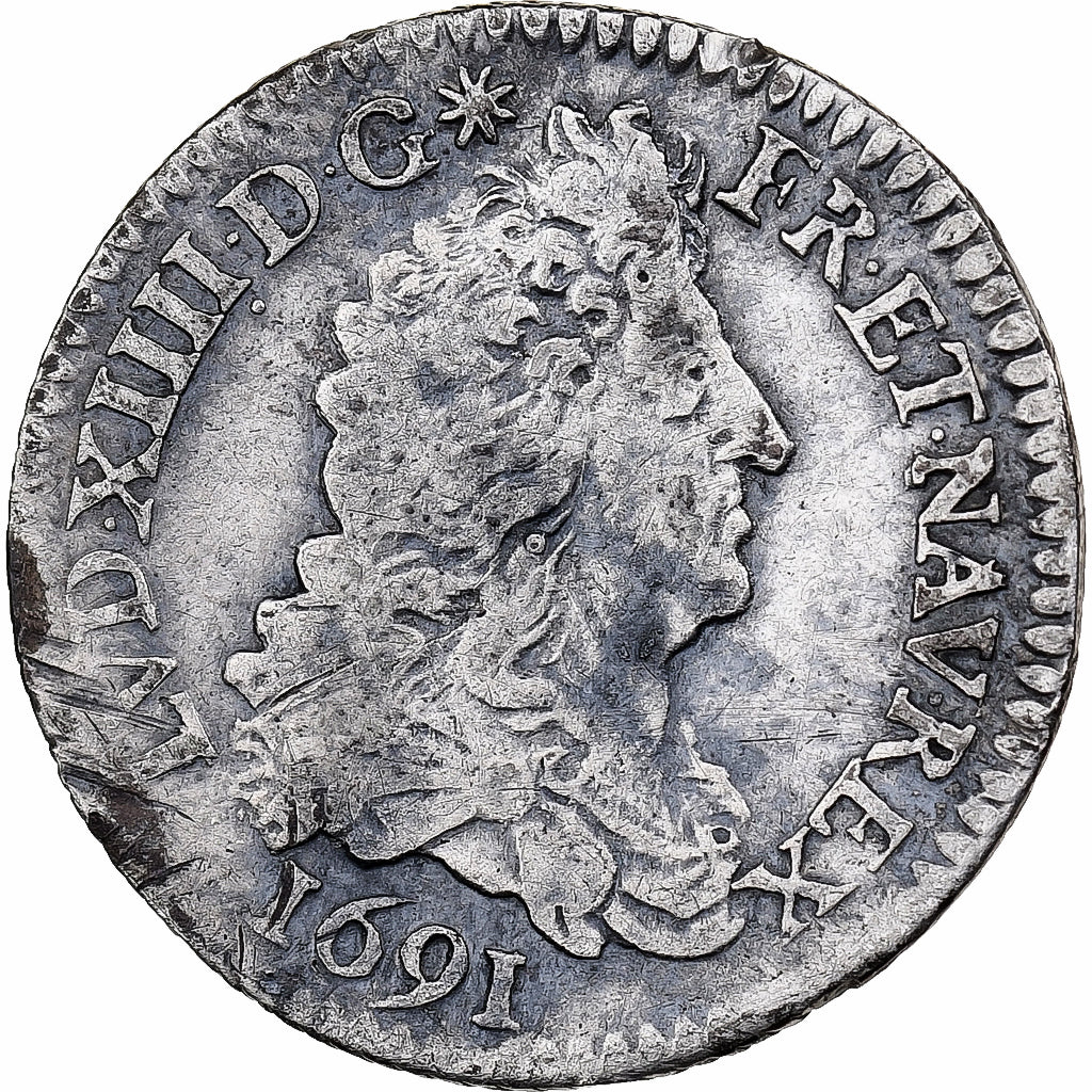 Frankreich, Louis XIV, 1/12 Ecu aux 8 L, 1691, Paris, reformed, Silber, S+