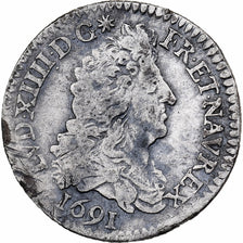 Frankreich, Louis XIV, 1/12 Ecu aux 8 L, 1691, Paris, reformed, Silber, S+
