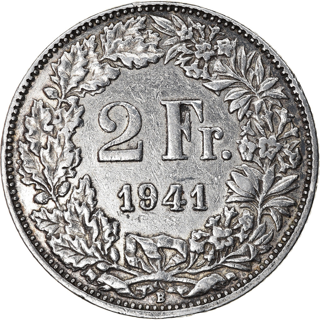 Coin, Switzerland, 2 Francs, 1941, Bern, EF(40-45), Silver, KM:21