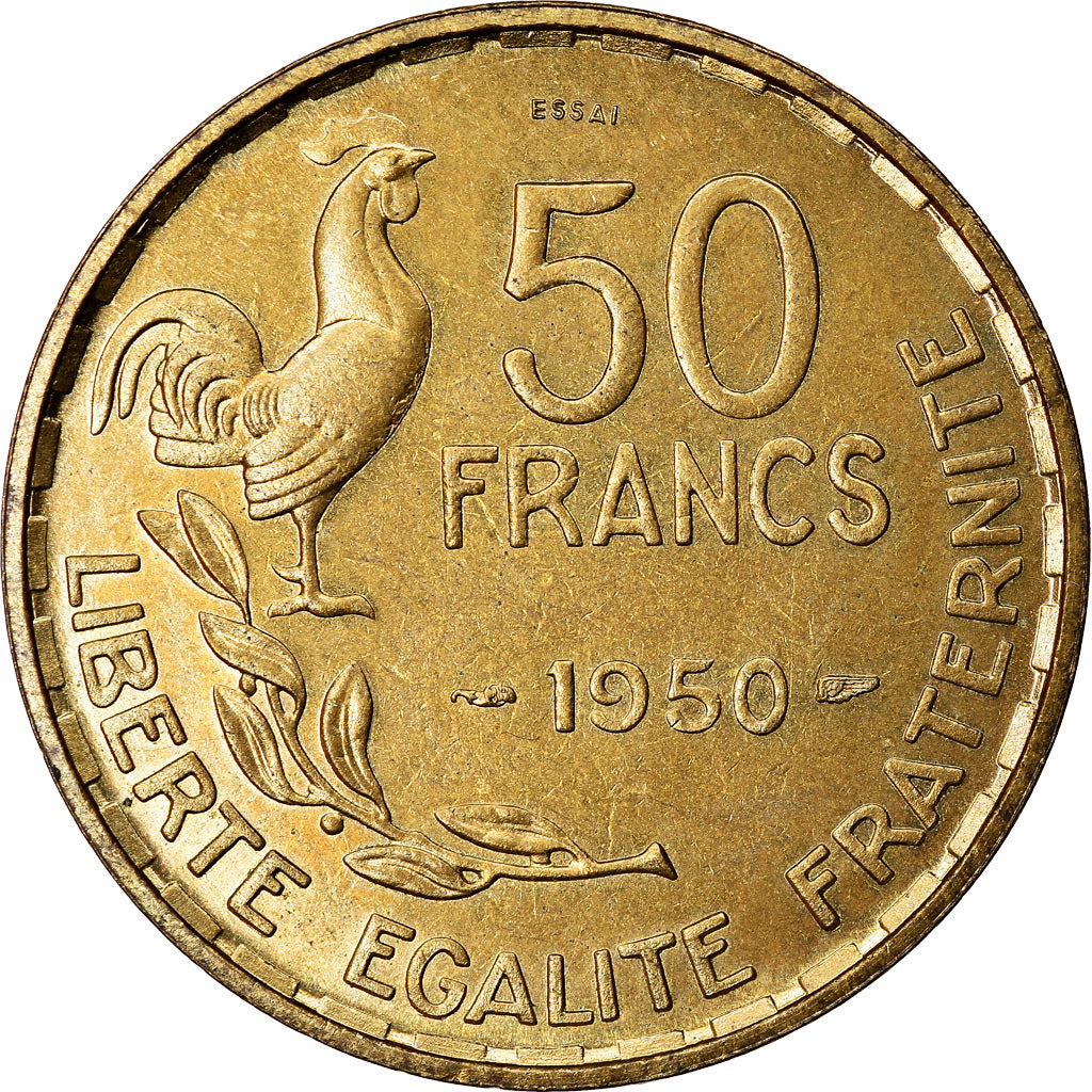 Munten, Frankrijk, 50 Francs, 1950, ESSAI, PR, Aluminum-Bronze, KM:E94