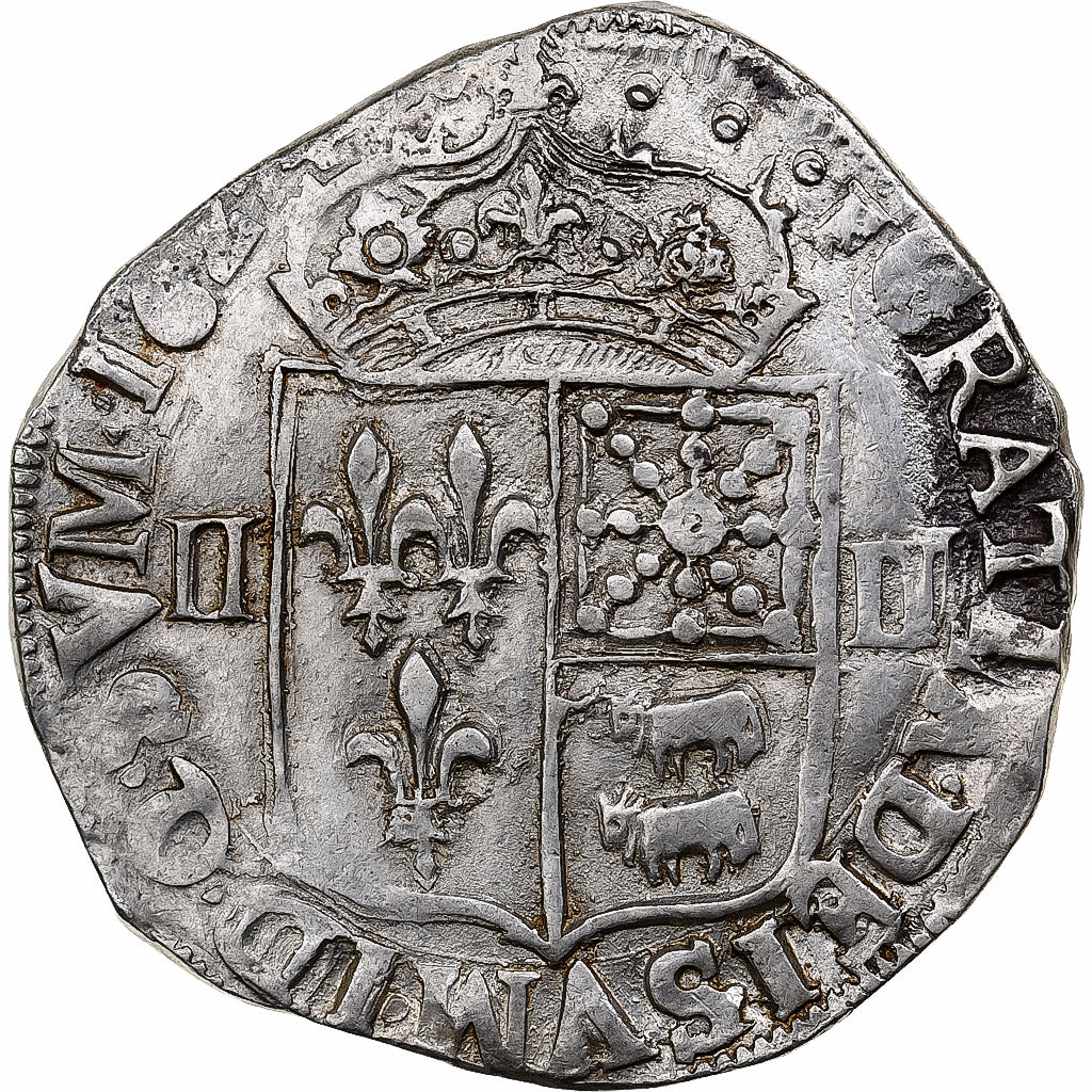 Francia, Louis XIII, 1/4 Ecu de Béarn, 1627, Morlaas, Plata, BC+, Gadoury:30