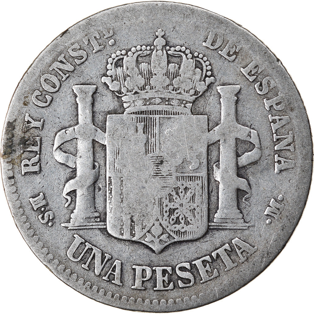 Moneta, Hiszpania, Alfonso XII, Peseta, 1883, Madrid, VF(20-25), Srebro, KM:686