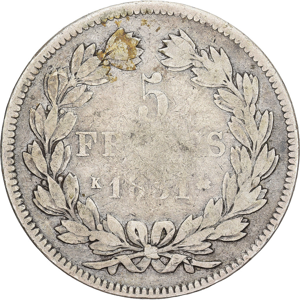 Moneda, Francia, Louis-Philippe, 5 Francs, 1831, Bordeaux, HYBRIDE, BC, Plata