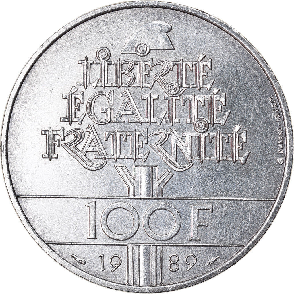 Moneda, Francia, Droits de l'Homme, 100 Francs, 1989, EBC, Plata, KM:970