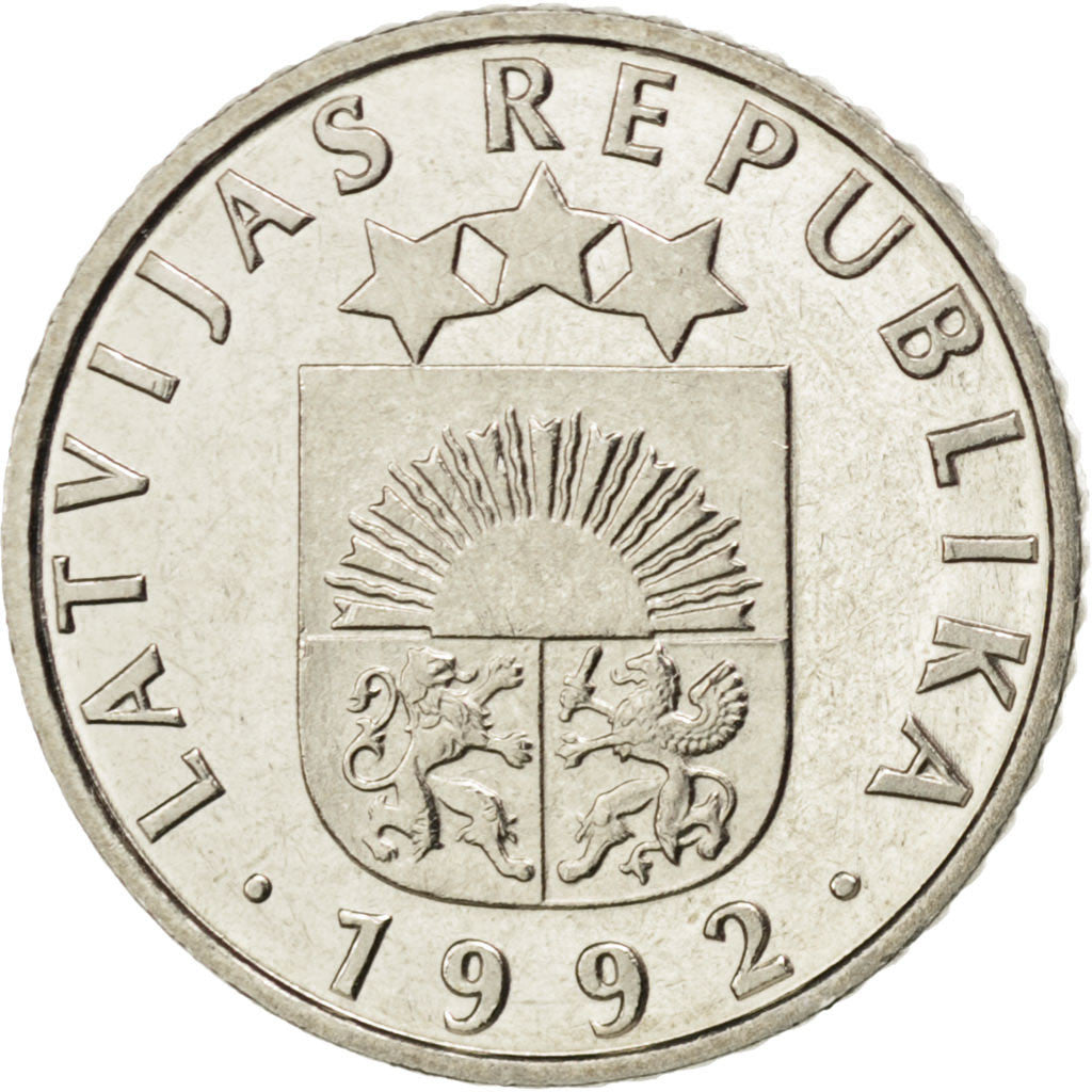 Coin, Latvia, 50 Santimu, 1992, MS(63), Copper-nickel, KM:13