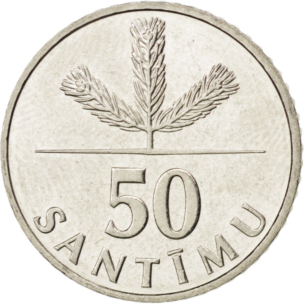 Coin, Latvia, 50 Santimu, 1992, MS(63), Copper-nickel, KM:13