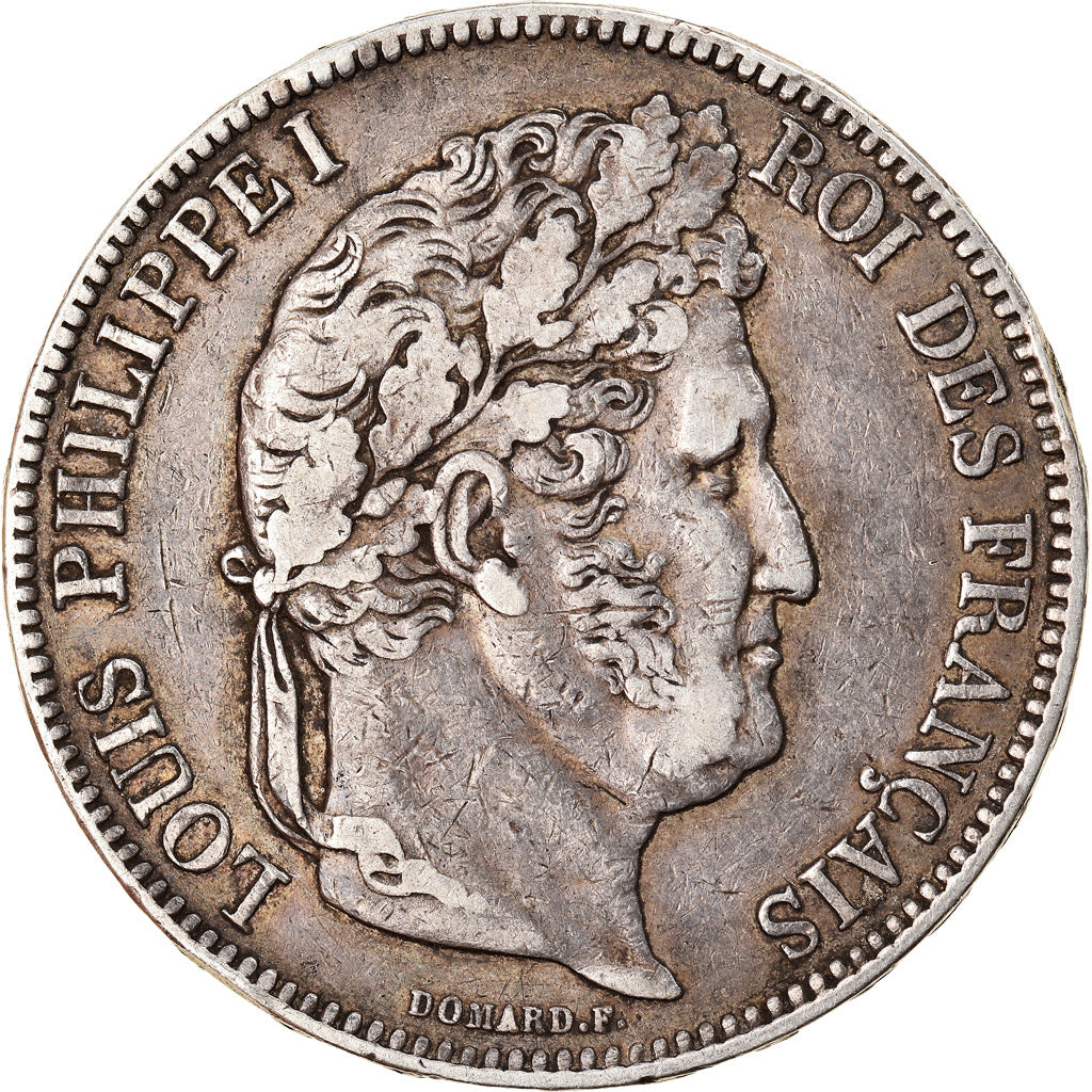 Moneda, Francia, Louis-Philippe, 5 Francs, 1840, Strasbourg, BC+, Plata