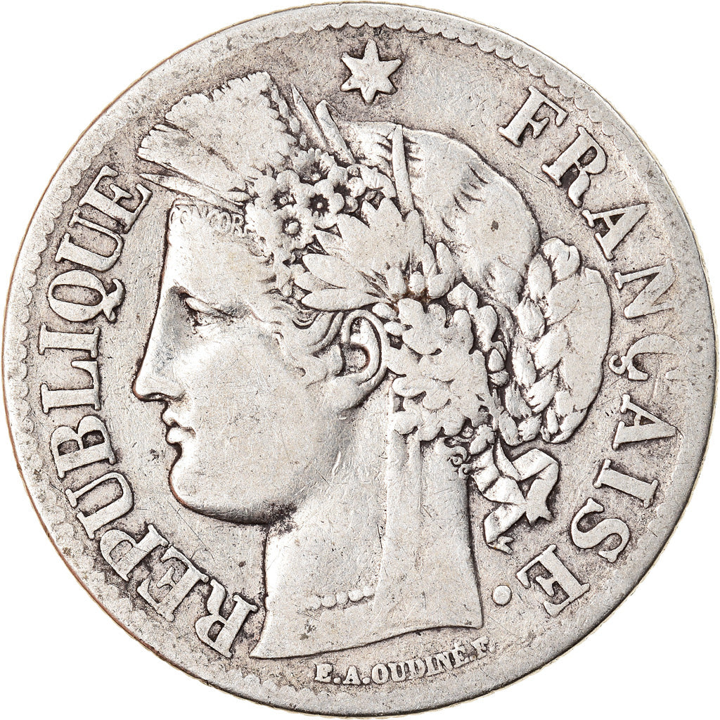 Coin, France, Cérès, 2 Francs, 1871, Paris, VF(20-25), Silver, KM:817.1