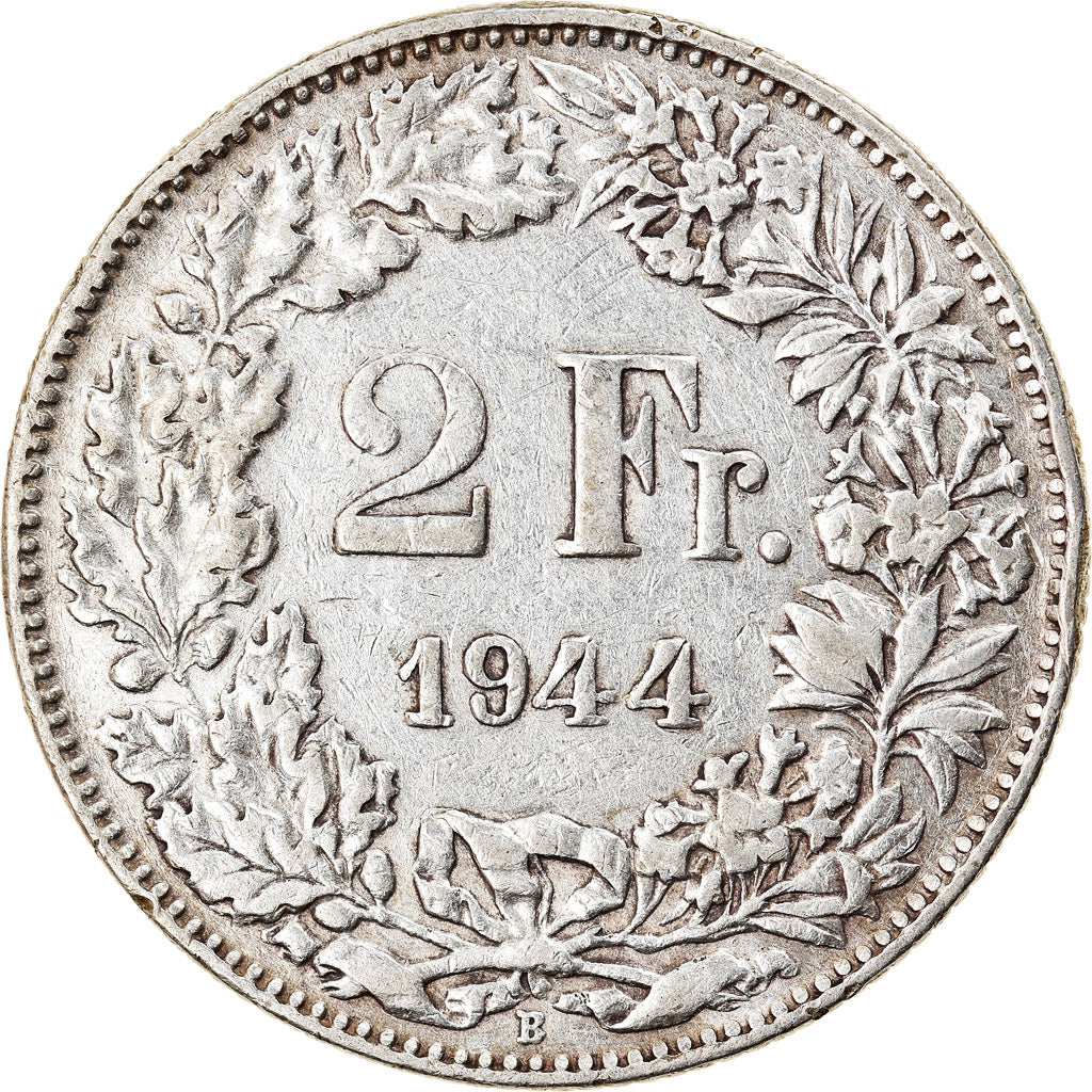 Coin, Switzerland, 2 Francs, 1944, Bern, EF(40-45), Silver, KM:21