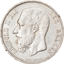 Moneta, Belgia, Leopold II, 5 Francs, 5 Frank, 1869, EF(40-45), Srebro, KM:24