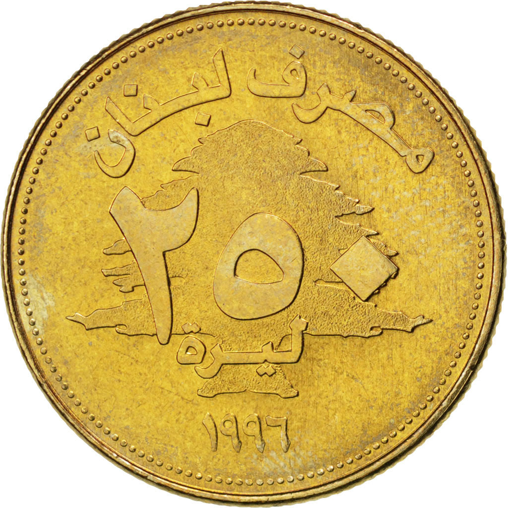 Coin, Lebanon, 250 Livres, 1996, MS(63), Aluminum-Bronze, KM:36