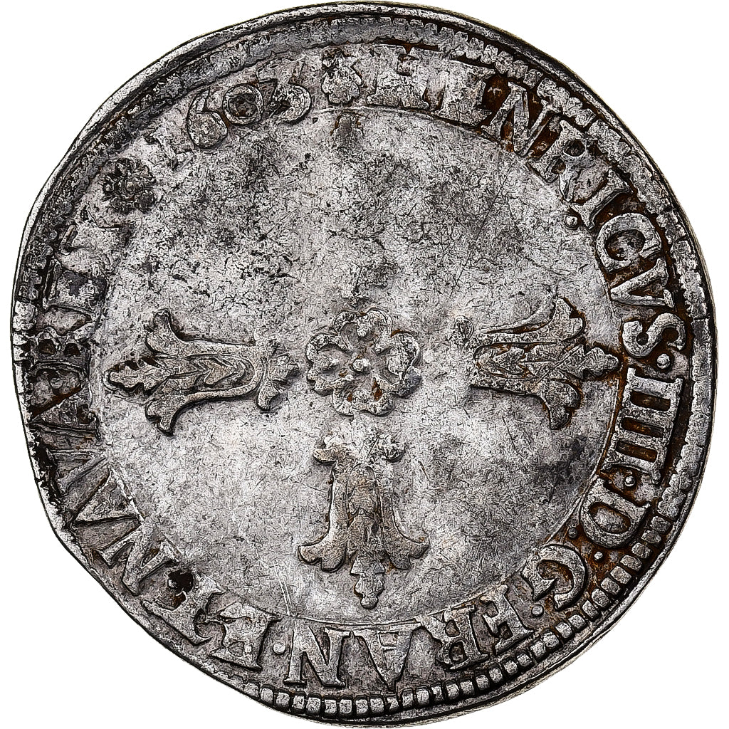 Francia, Henri IV, 1/4 Ecu, 1603, Toulouse, Plata, BC+, Gadoury:597