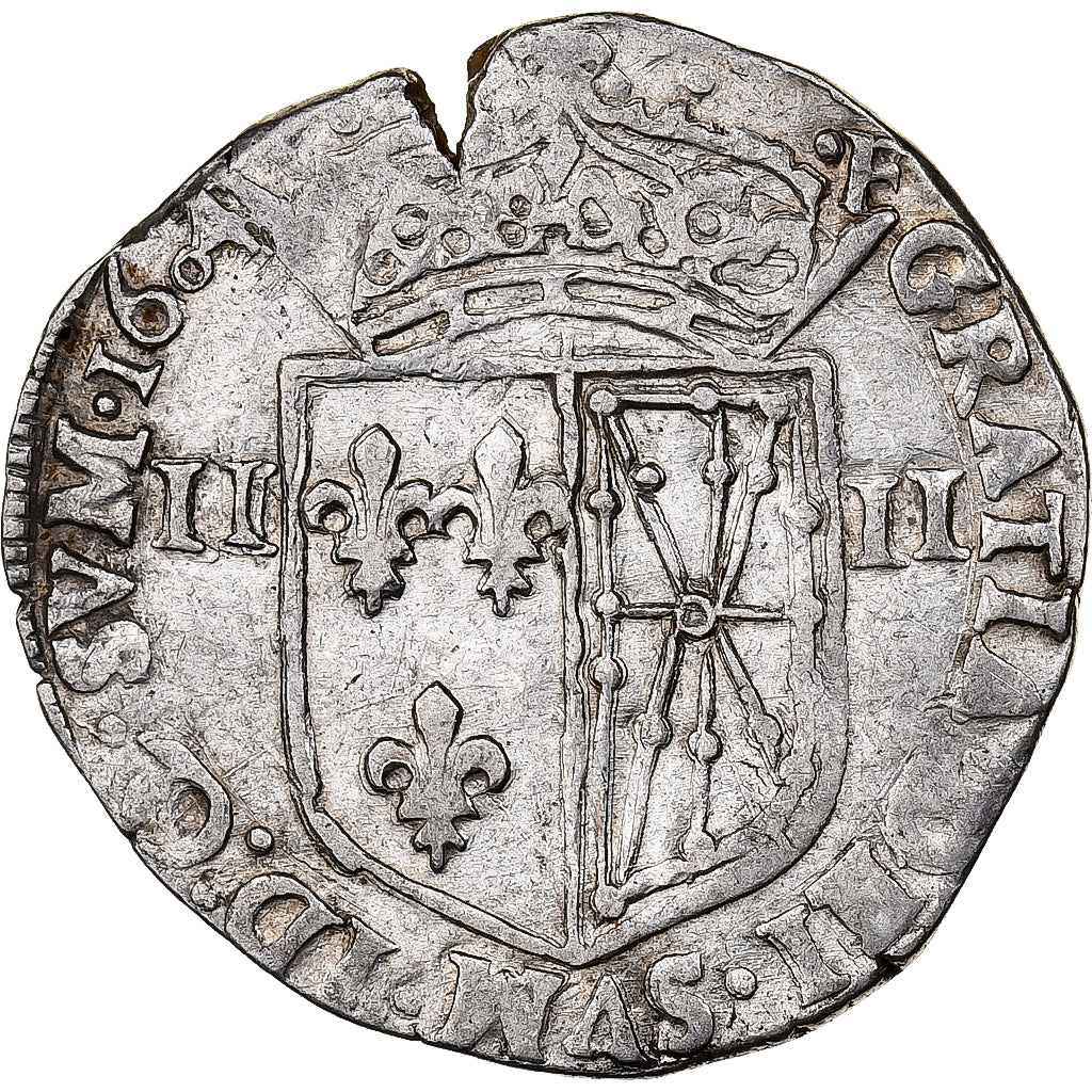 France, Henri IV, 1/4 Écu de Navarre, 1604, Saint-Palais, Silver, VF(30-35)