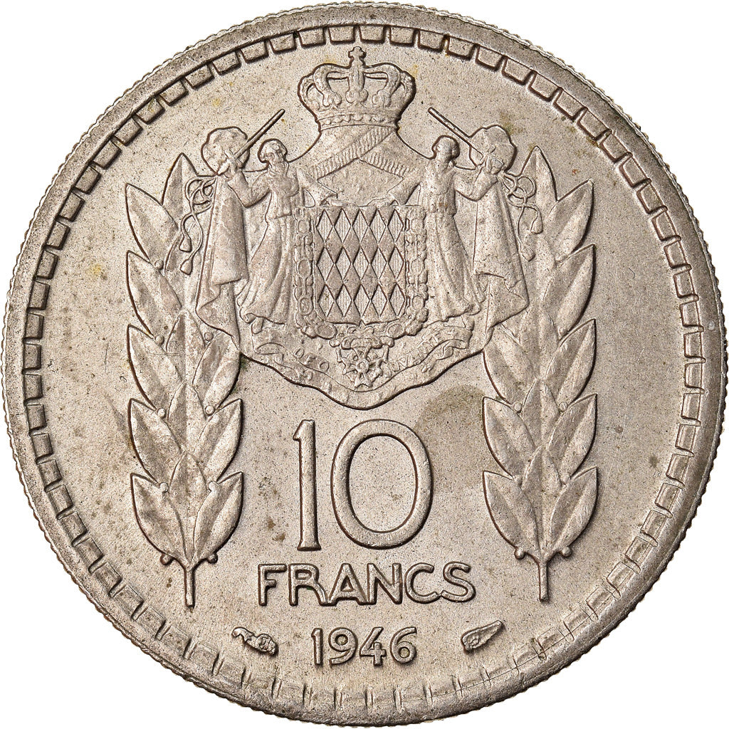 Coin, Monaco, Louis II, 10 Francs, 1946, EF(40-45), Copper-nickel, KM:123