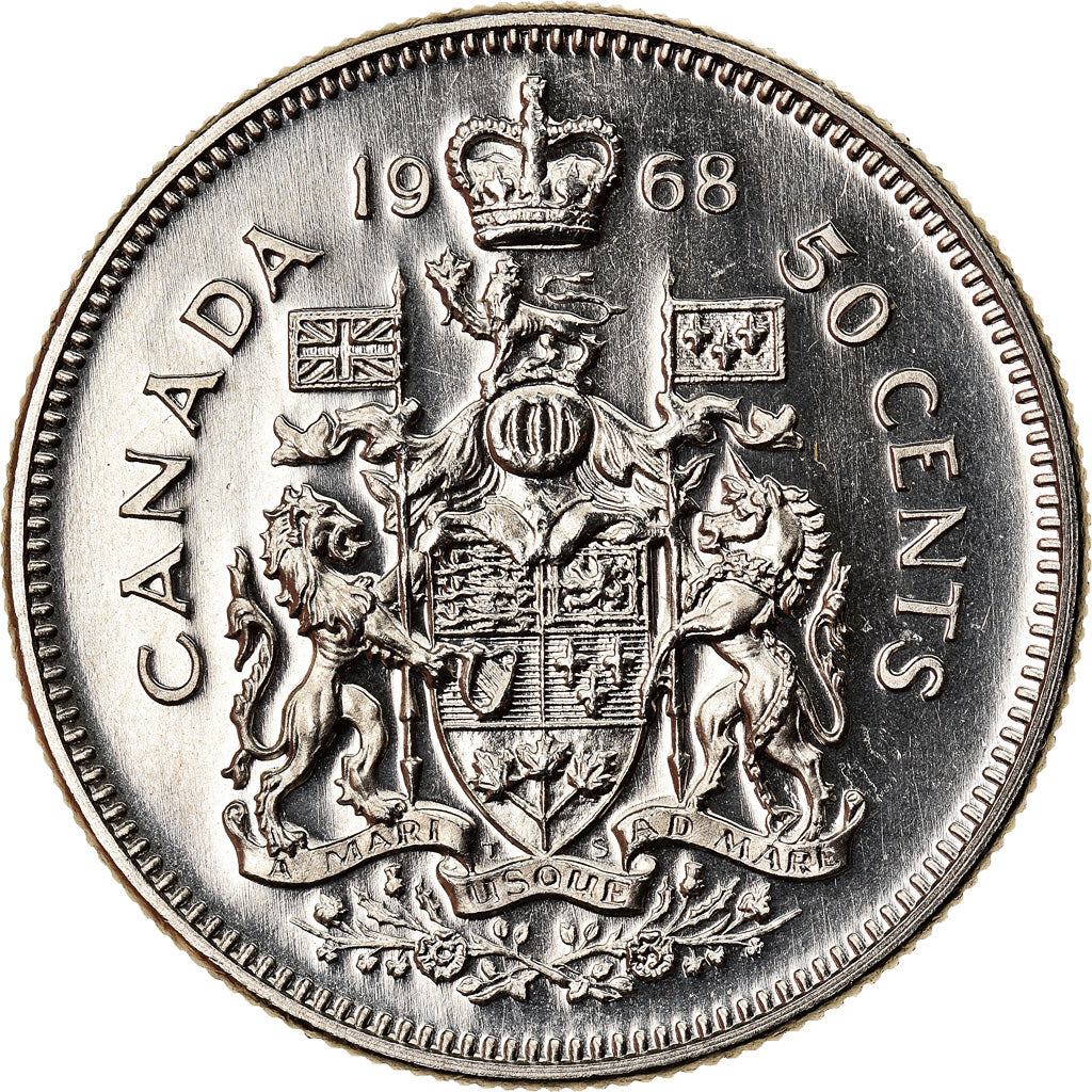 Coin, Canada, Elizabeth II, 50 Cents, 1968, Ottawa, MS(63), Nickel