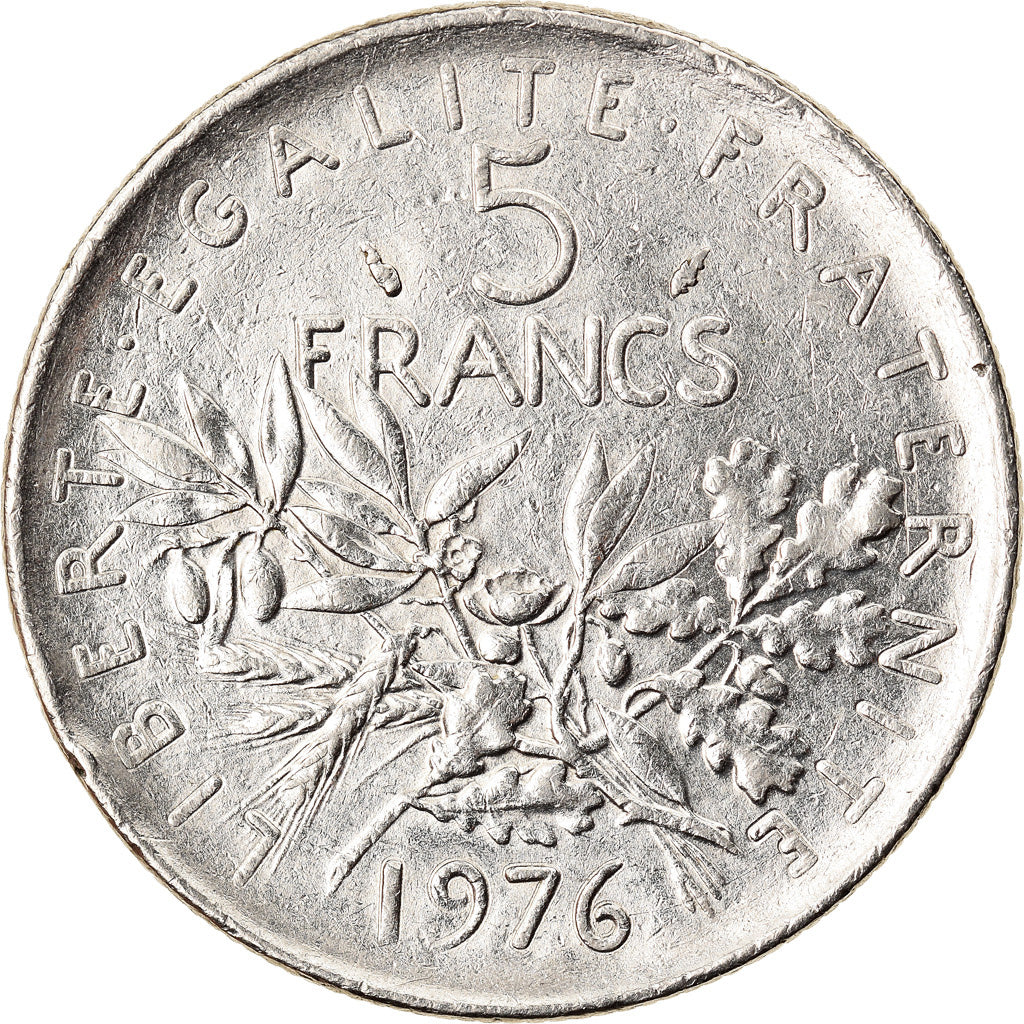 Münze, Frankreich, Semeuse, 5 Francs, 1976, Paris, VZ+, Nickel Clad