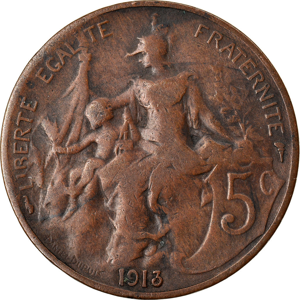 Coin, France, Dupuis, 5 Centimes, 1913, Paris, EF(40-45), Bronze, KM:842