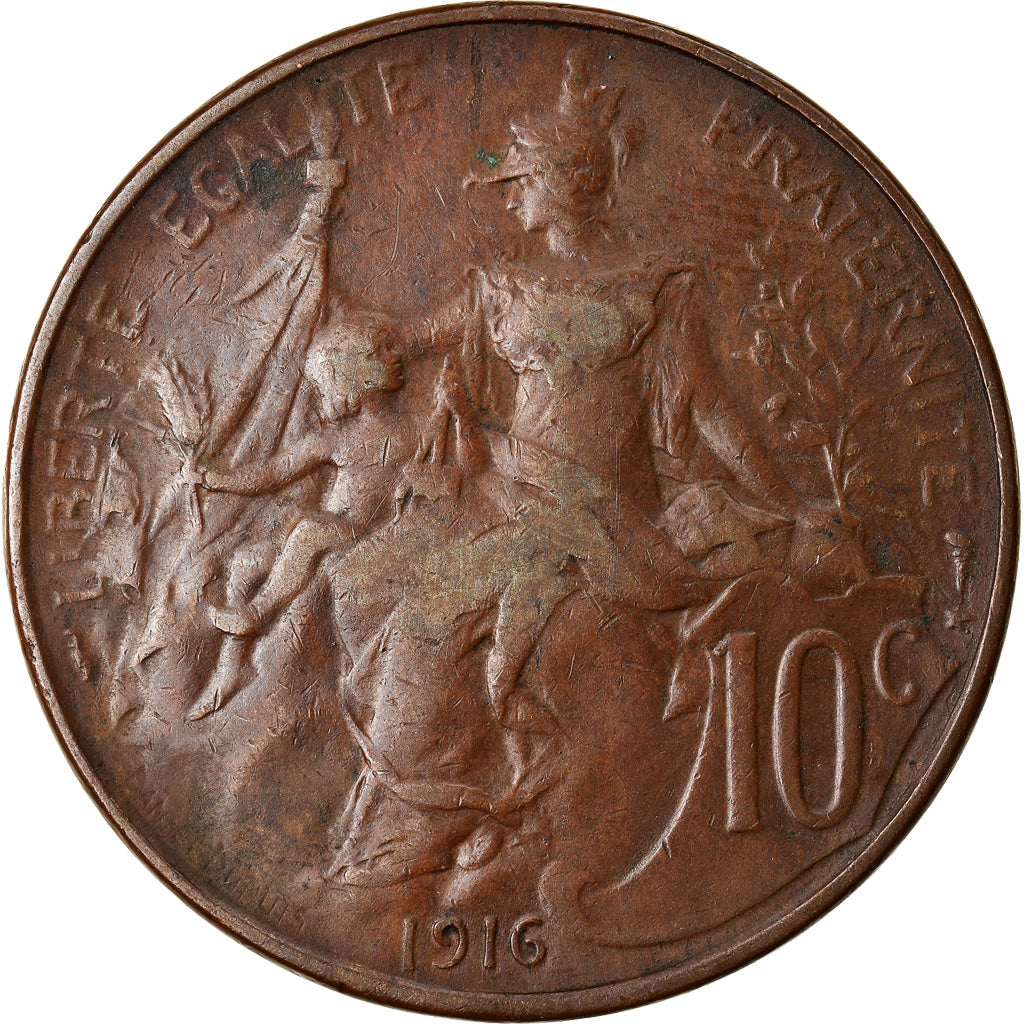 Münze, Frankreich, Dupuis, 10 Centimes, 1916, Paris, SS, Bronze, KM:843