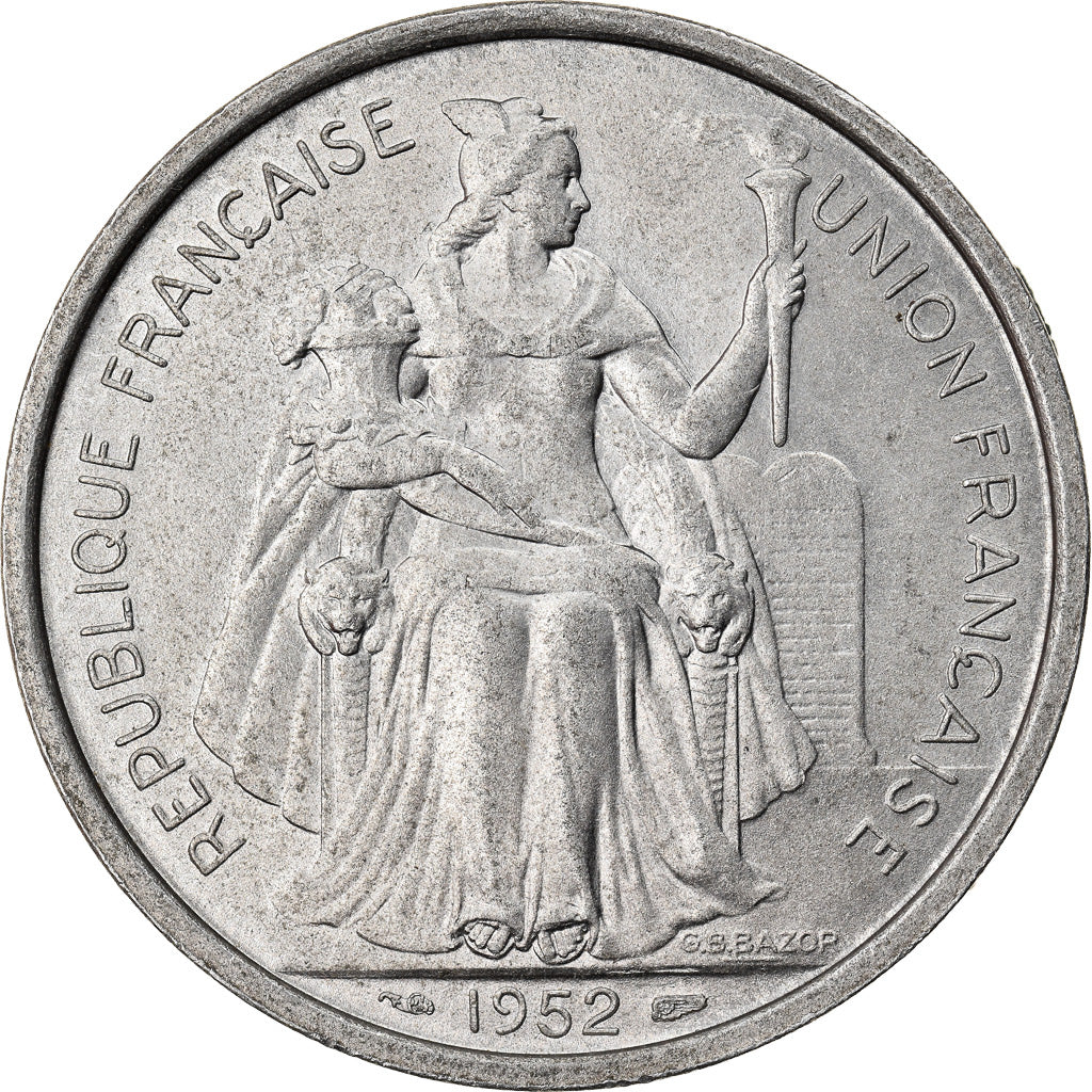 Münze, Neukaledonien, 5 Francs, 1952, Paris, VZ, Aluminium, KM:4