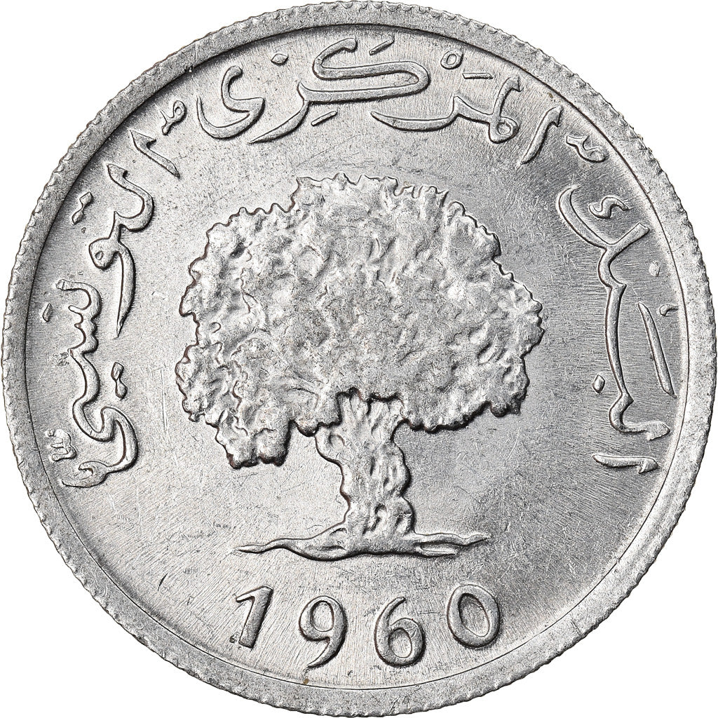 Moneda, Túnez, 5 Millim, 1960, EBC, Aluminio, KM:282