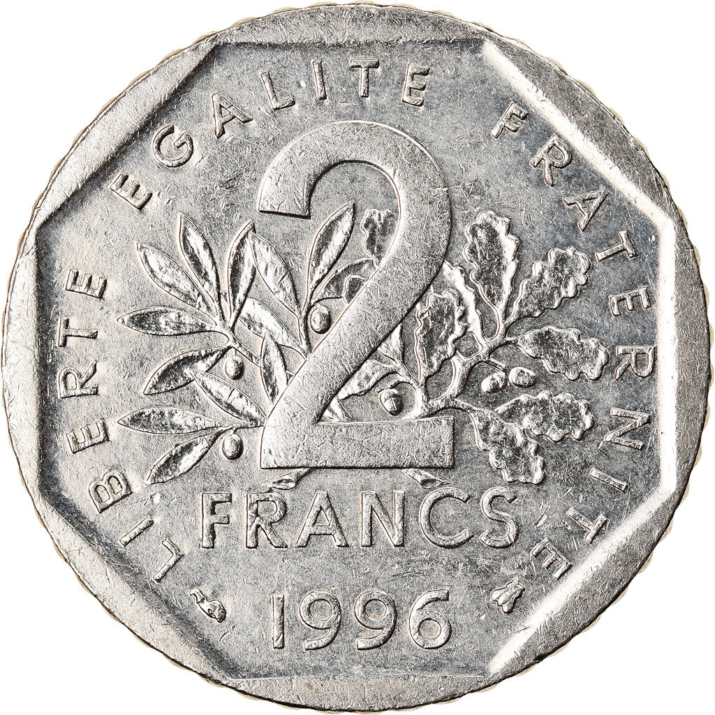 Münze, Frankreich, Semeuse, 2 Francs, 1996, VZ, Nickel, KM:942.2, Gadoury:547