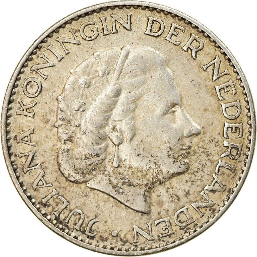 Coin, Netherlands, Juliana, Gulden, 1958, EF(40-45), Silver, KM:184