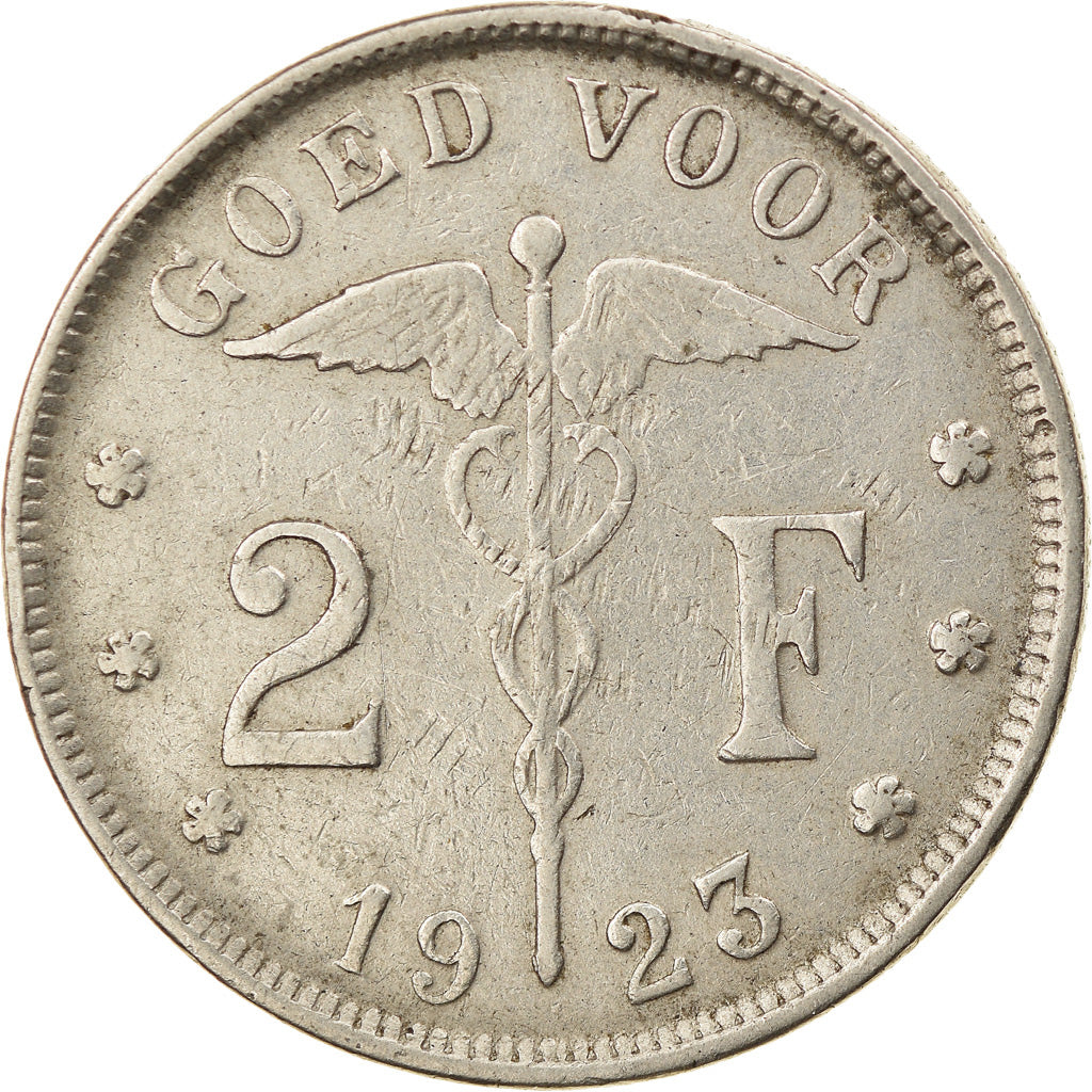 Moneda, Bélgica, Albert I, 2 Francs, 2 Frank, 1923, MBC, Níquel, KM:92