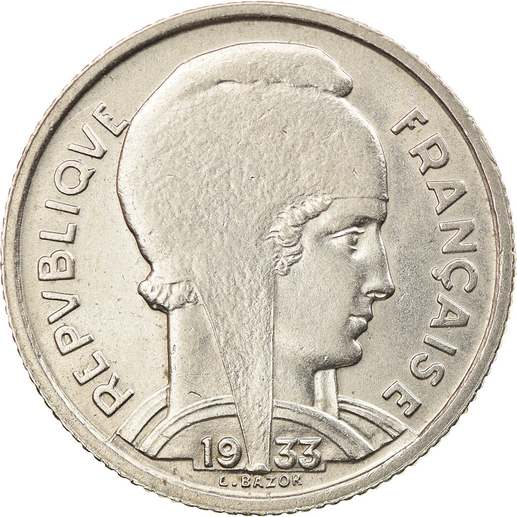 Coin, France, Bazor, 5 Francs, 1933, Paris, AU(55-58), Nickel, KM:887