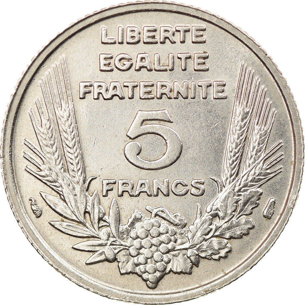 Coin, France, Bazor, 5 Francs, 1933, Paris, AU(55-58), Nickel, KM:887