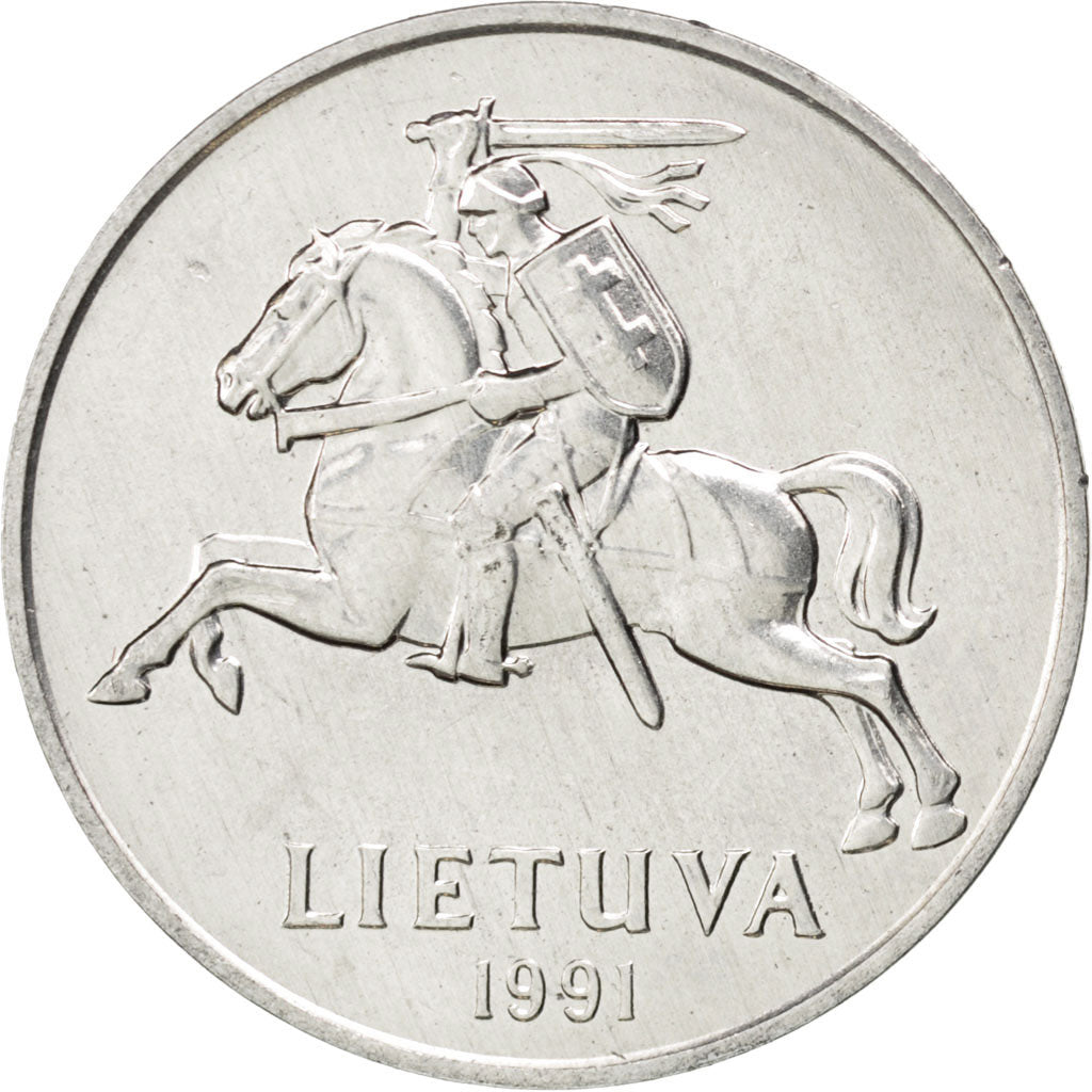 Coin, Lithuania, 5 Centai, 1991, MS(63), Aluminum, KM:87